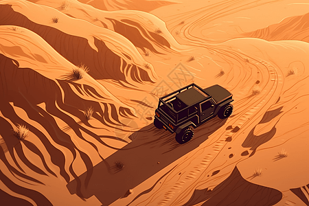 荒漠中的越野车图片