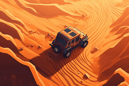 沙漠中的越野车高清图片