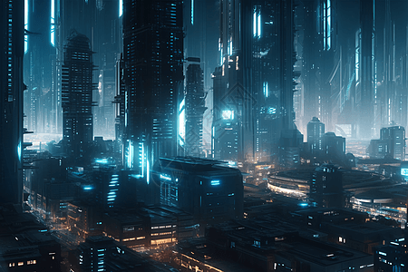晚间的未来城市景观图片