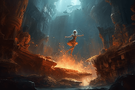 动漫悬崖上的舞者背景图片