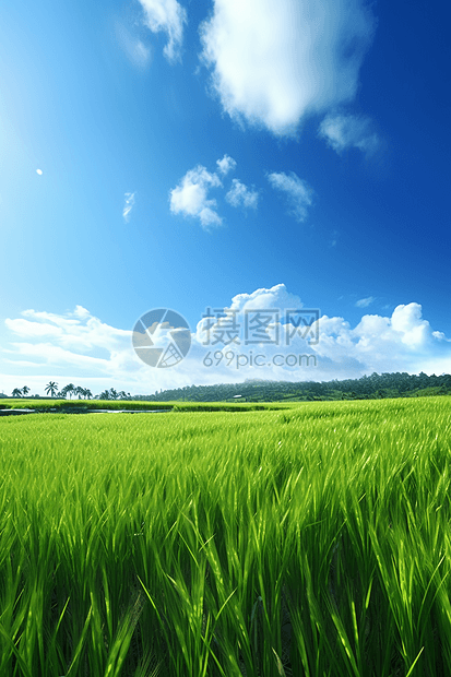 稻田上的蓝天图片