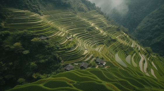 陡峭山坡上的梯田图片