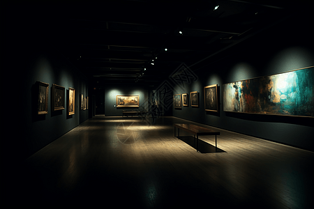 昏暗的画廊空间图片