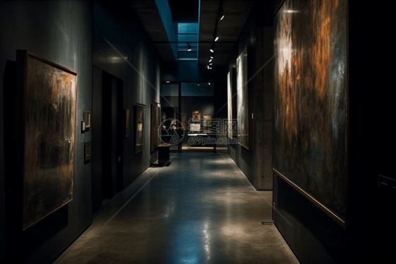 昏暗的艺术展厅图片