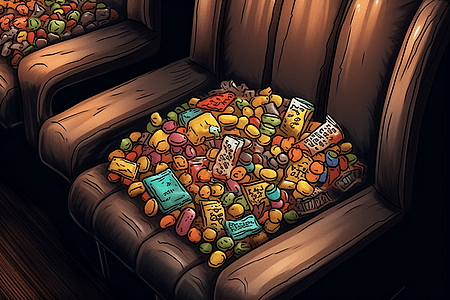 电影院椅子上的糖果图片