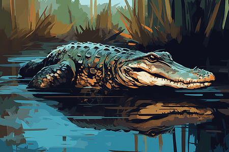 沼泽中的鳄鱼图片