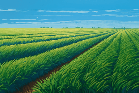 农田谷物秸秆伸向明亮的蓝天图片