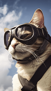 飞行员猫咪飞行员眼镜高清图片