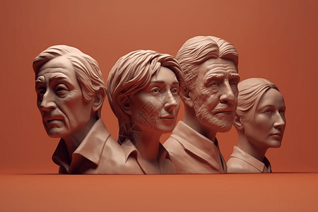 著名名人和公众人物的3D粘土肖像图片