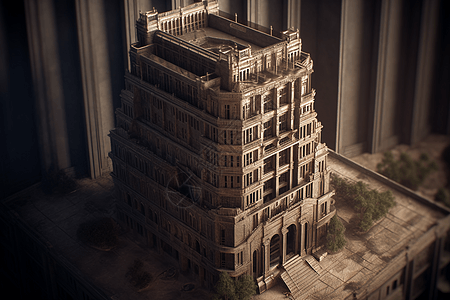 建造建筑物的3D粘土模型图片