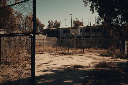 监狱院子里的篮球场图片