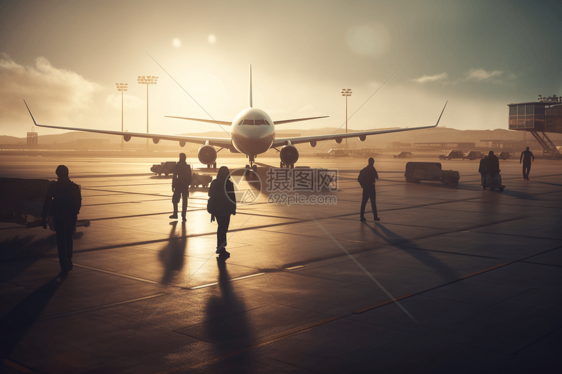 游客下飞机后的机场图片