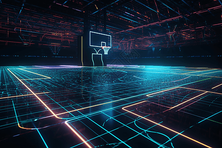 霓虹荧光篮球场图片