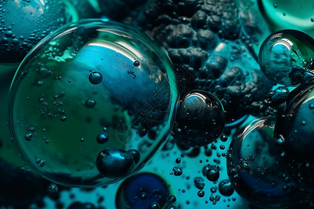 蓝色和绿色阴影的气泡状纹理背景图片