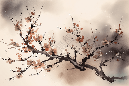 手绘中式梅花图片