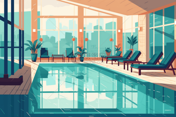 设计优雅的室内游泳池图片