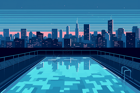 城市的游泳池图片