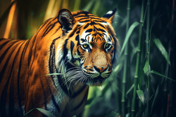 竹林中的老虎图片