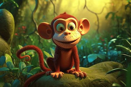 一只可爱的卡通猴子背景图片