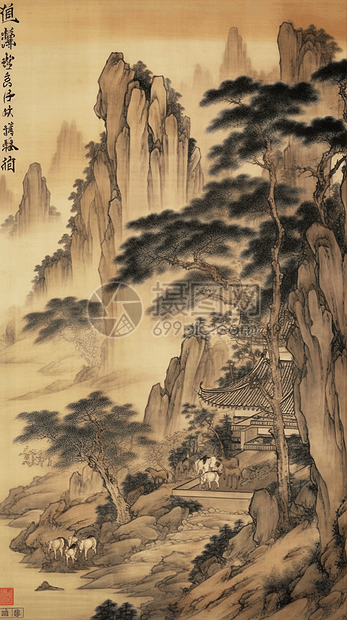一幅壮观的中国古画图片
