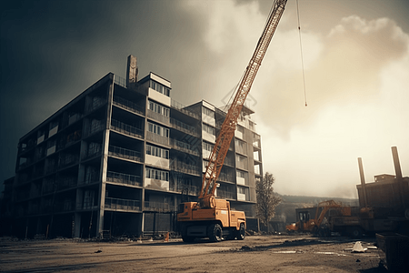 带有移动式起重机的建筑工地图片