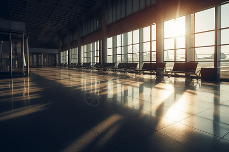 黎明时机场内部的景色图片