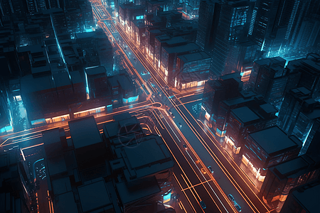 城市街道夜景图片