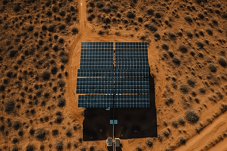 把太阳能电池板安装在沙漠里图片