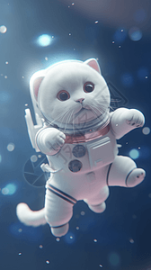 可爱的宇航员猫咪图片