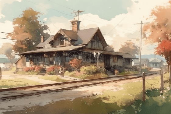 破旧的乡村火车站图片
