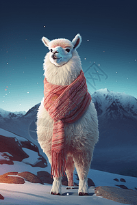 雪山上的羊驼图片
