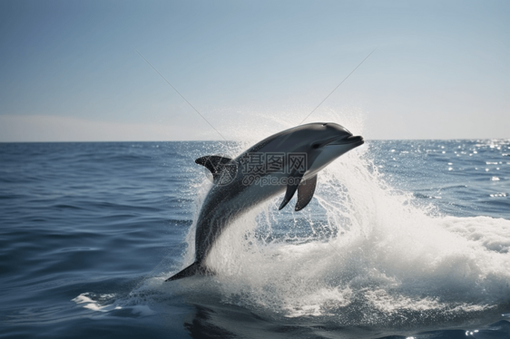 海豚跳跃的水面镜头图片