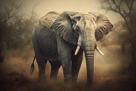 树林里的大象图片背景图片