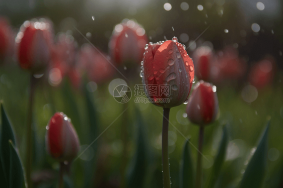 郁金香花的露珠图片