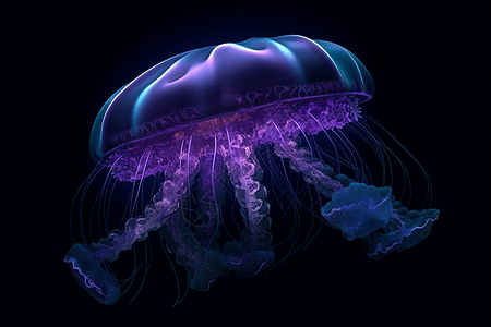 海底发光的水母图片