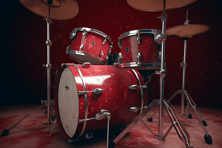 红烧鸡腿红色大气架子鼓乐器设计图片