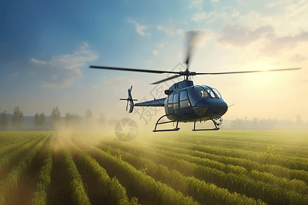 直升机在农田上盘旋图片