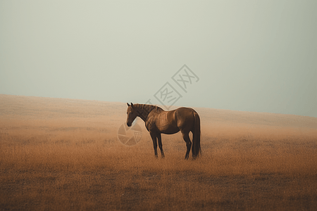 雾气中的一匹马图片