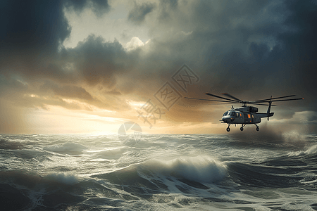 海面上的直升飞机背景图片