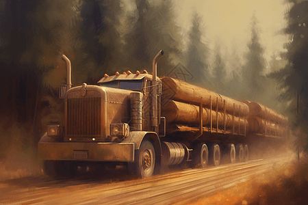 木材卡车运输图片
