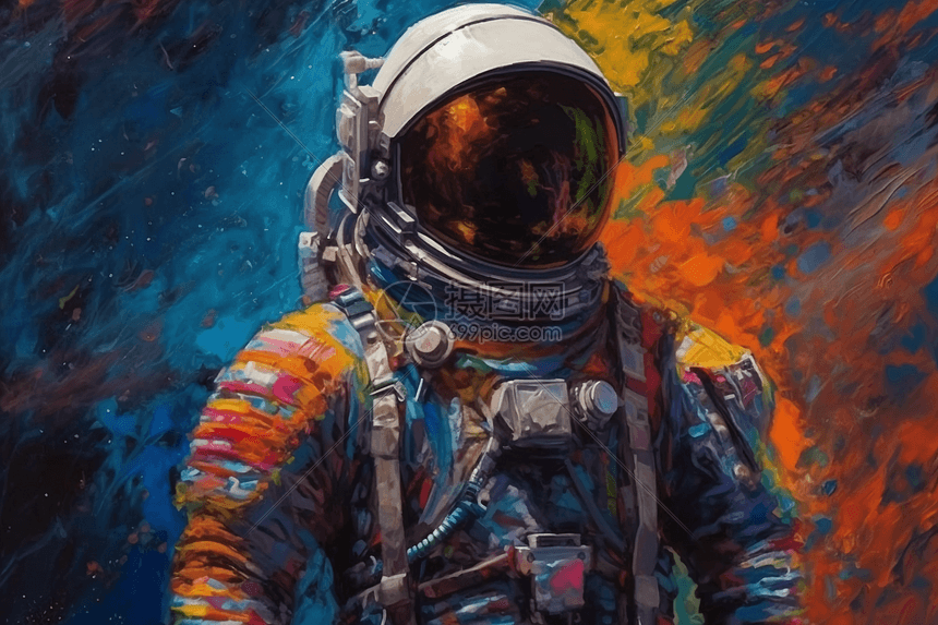 一幅宇航员的油画插画图片下载-正版图片600045491-摄图网