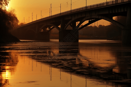 黄昏时的桥梁图片