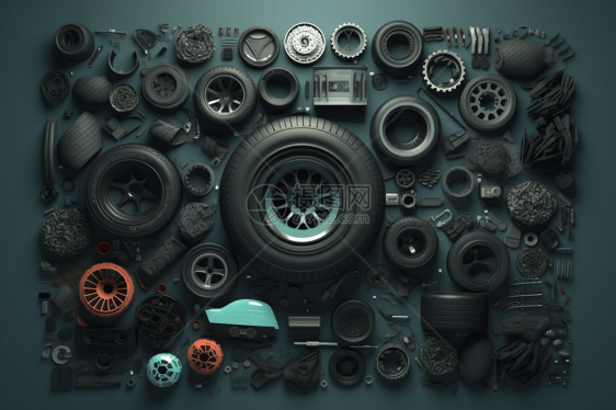 汽车轮胎组件图片