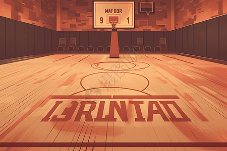 复古海报美感的篮球场背景图片
