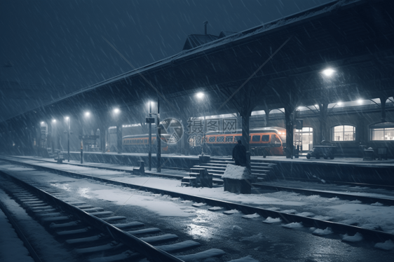 冬季的火车站图片