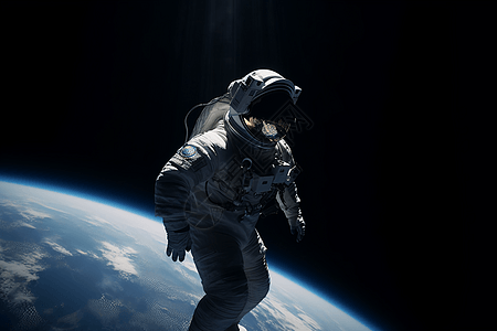 宇航员在太空中失重漂浮背景图片