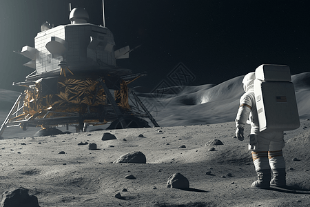 宇航员在月球表面背景图片