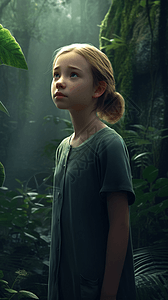 雨林中的可爱女孩图片