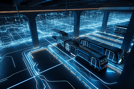 科技感公共交通线路可视化高清图片