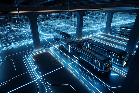 科技感公共交通线路可视化图片